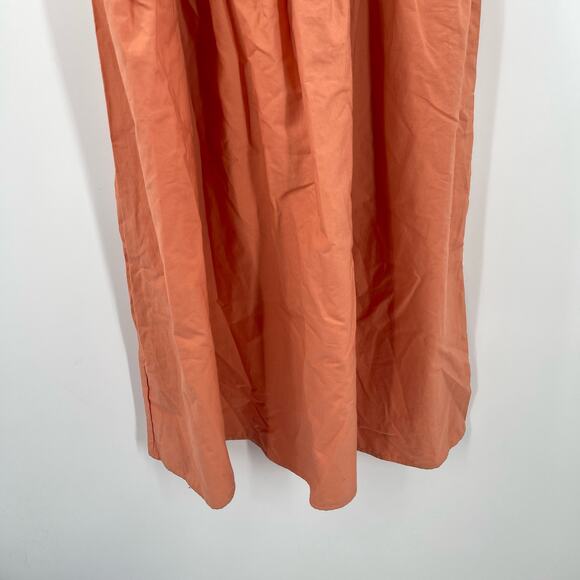 TOPSHOP Dress Size 2 Tiered Poplin Midi Peach Orange Casual Summer Ties NWT - Picture 11 of 13